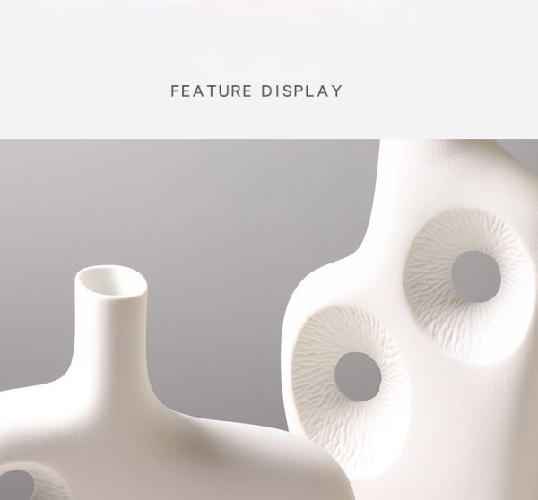 abstract white ceramic vases set artistic home & hotel decor for floral arrangements