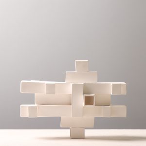 handcrafted geometric white ceramic vase artistic decor for home, hotel, and office floral arrangements