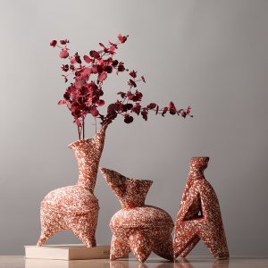 modern speckled ceramic vases set for hotel & home decor – artistic tabletop flower vessels for living room, bedroom, european/american style spaces