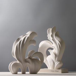 modern abstract ceramic sculptures elegant decorative art for home and office, artistic minimalist design, handcrafted white ceramic sculptures for living room, dining room, or office decor