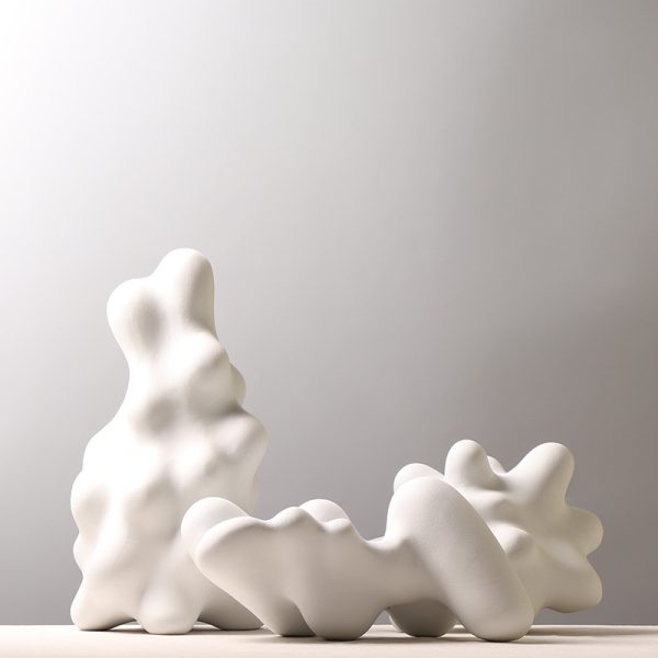 handcrafted modern abstract ceramic sculptures minimalist decorative art for home, office, and living room decor elegant white ceramic art pieces