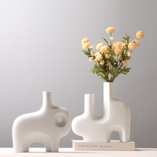 abstract white ceramic vases set artistic home & hotel decor for floral arrangements
