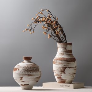 handcrafted earth toned abstract ceramic vases set artistic decor for home, office, living room, and gallery displays