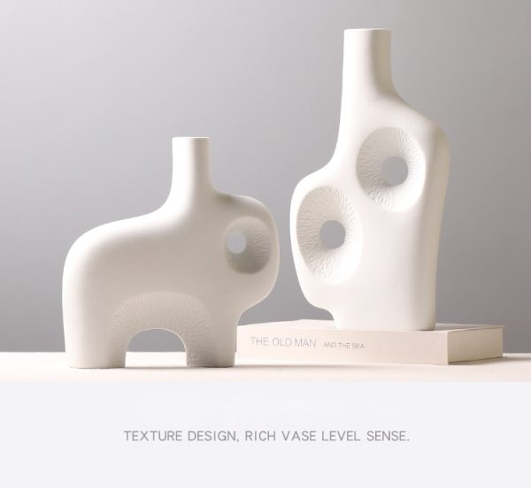 abstract white ceramic vases set artistic home & hotel decor for floral arrangements