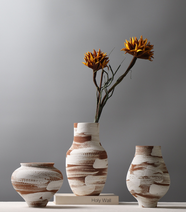 handcrafted earth toned abstract ceramic vases set artistic decor for home, office, living room, and gallery displays