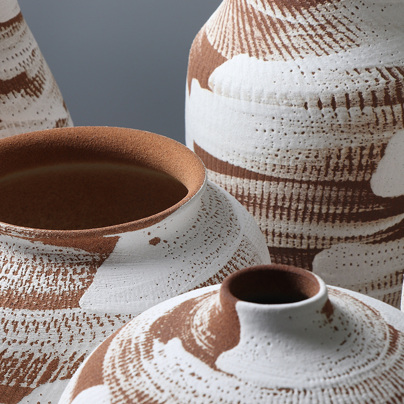 handcrafted earth toned abstract ceramic vases set artistic decor for home, office, living room, and gallery displays