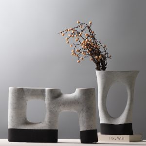 modern marble pattern ceramic vases with cutout design for home & hotel decor