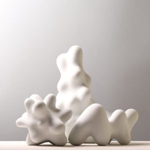 handcrafted modern abstract ceramic sculptures minimalist decorative art for home, office, and living room decor elegant white ceramic art pieces