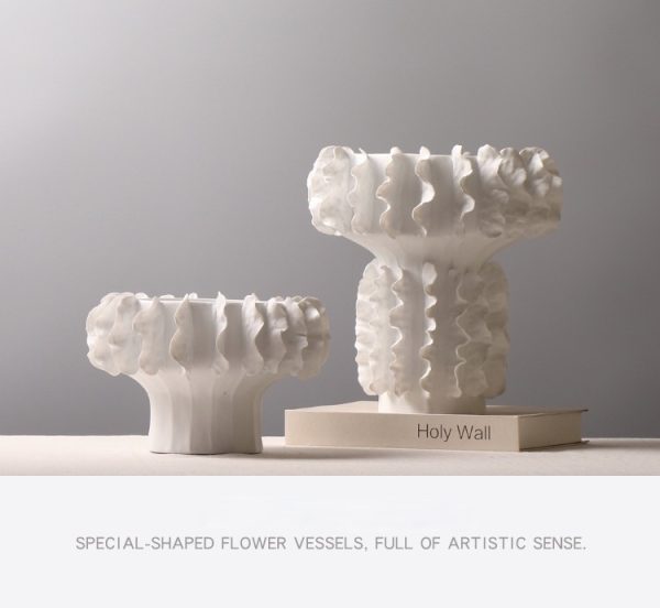 unique white ceramic ruffled vases set ideal decor for home & hotel