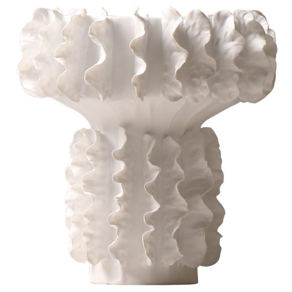 unique white ceramic ruffled vases set ideal decor for home & hotel
