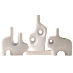 abstract white ceramic vases set artistic home & hotel decor for floral arrangements