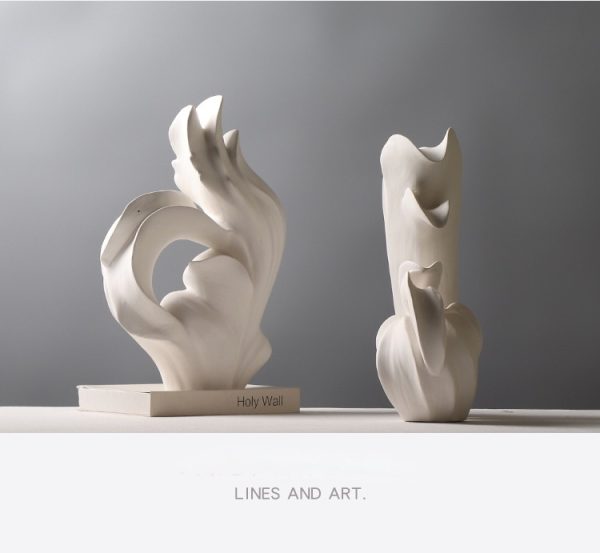 modern abstract ceramic sculptures elegant decorative art for home and office, artistic minimalist design, handcrafted white ceramic sculptures for living room, dining room, or office decor