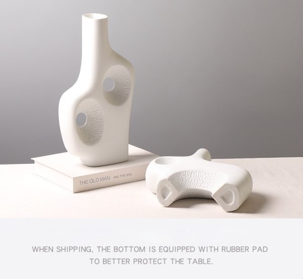 abstract white ceramic vases set artistic home & hotel decor for floral arrangements