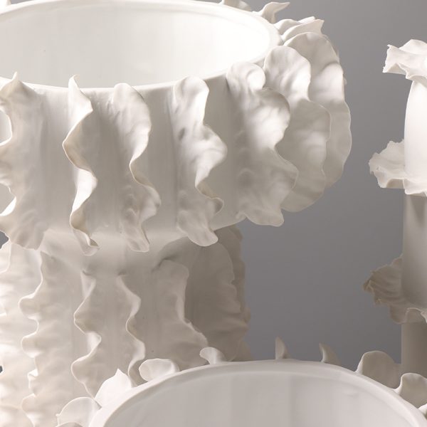 unique white ceramic ruffled vases set ideal decor for home & hotel