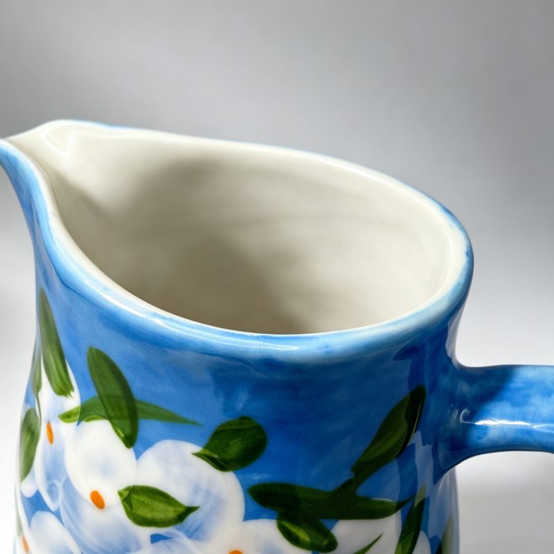 astrocera hand painted blue ceramic vase, handcrafted floral pitcher vase, rustic decorative pottery vase for home table centerpiece